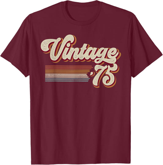 Vintage 1975 Retro Sunset Classic 50-Year-Old 50th Birthday T-Shirt - T-Shirt | Maroon