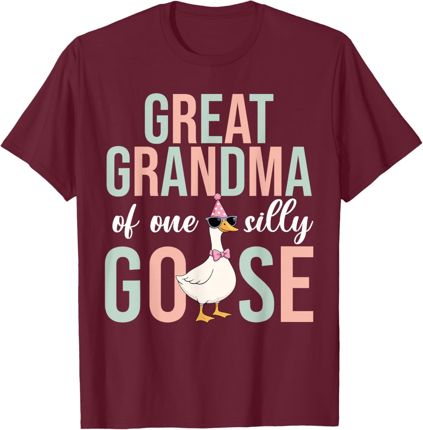 Great Grandma of Silly Goose First Birthday Family Matching T-Shirt - T-Shirt | Maroon