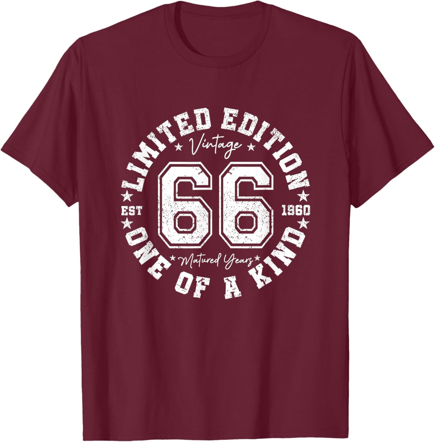 66 Year Old Gifts Vintage 1960 Limited Edition 66th Birthday T-Shirt - T-Shirt | Maroon