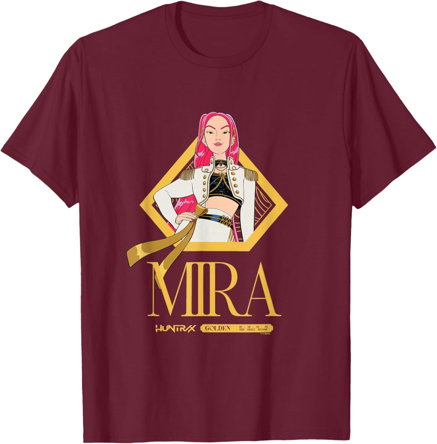 Kpop Demon Hunters Golden Mira Officially Licensed T-Shirt - T-Shirt | Maroon