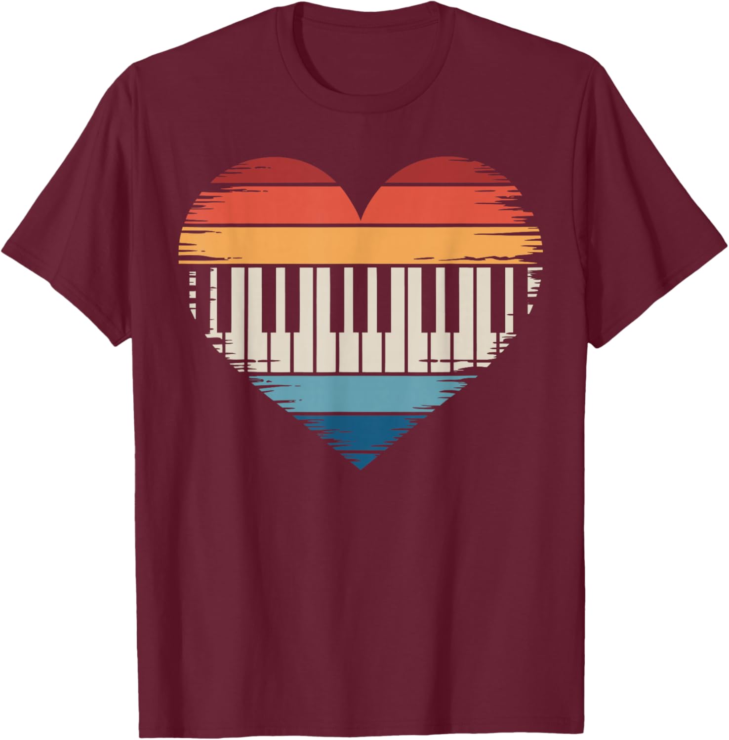 Vintage Piano Tuner Heart Piano Technician T-Shirt - T-Shirt | Maroon