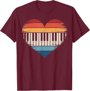 Vintage Piano Tuner Heart Piano Technician T-Shirt - T-Shirt | Maroon