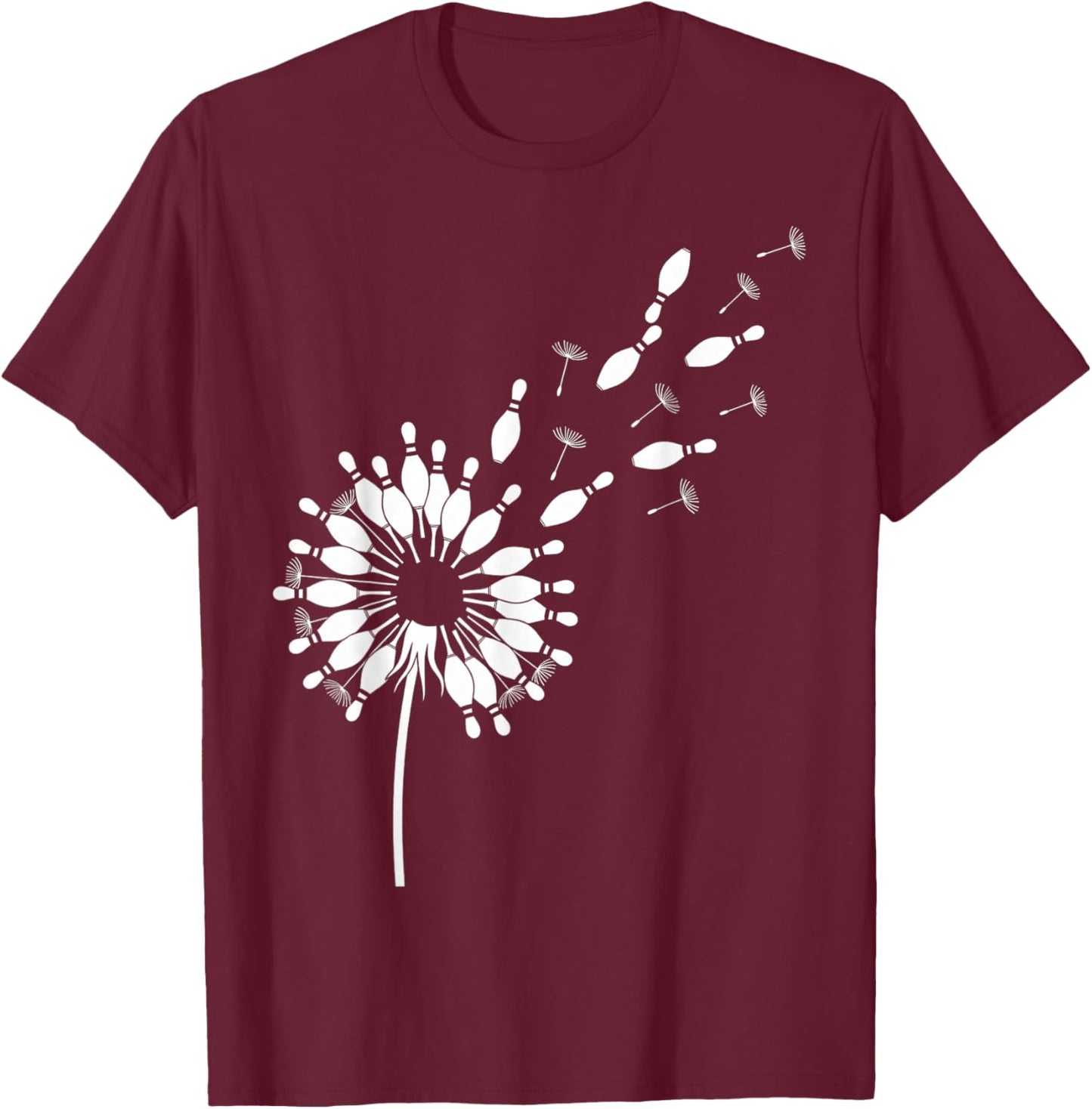 Bowling Pin Flower T-Shirt - T-Shirt | Maroon