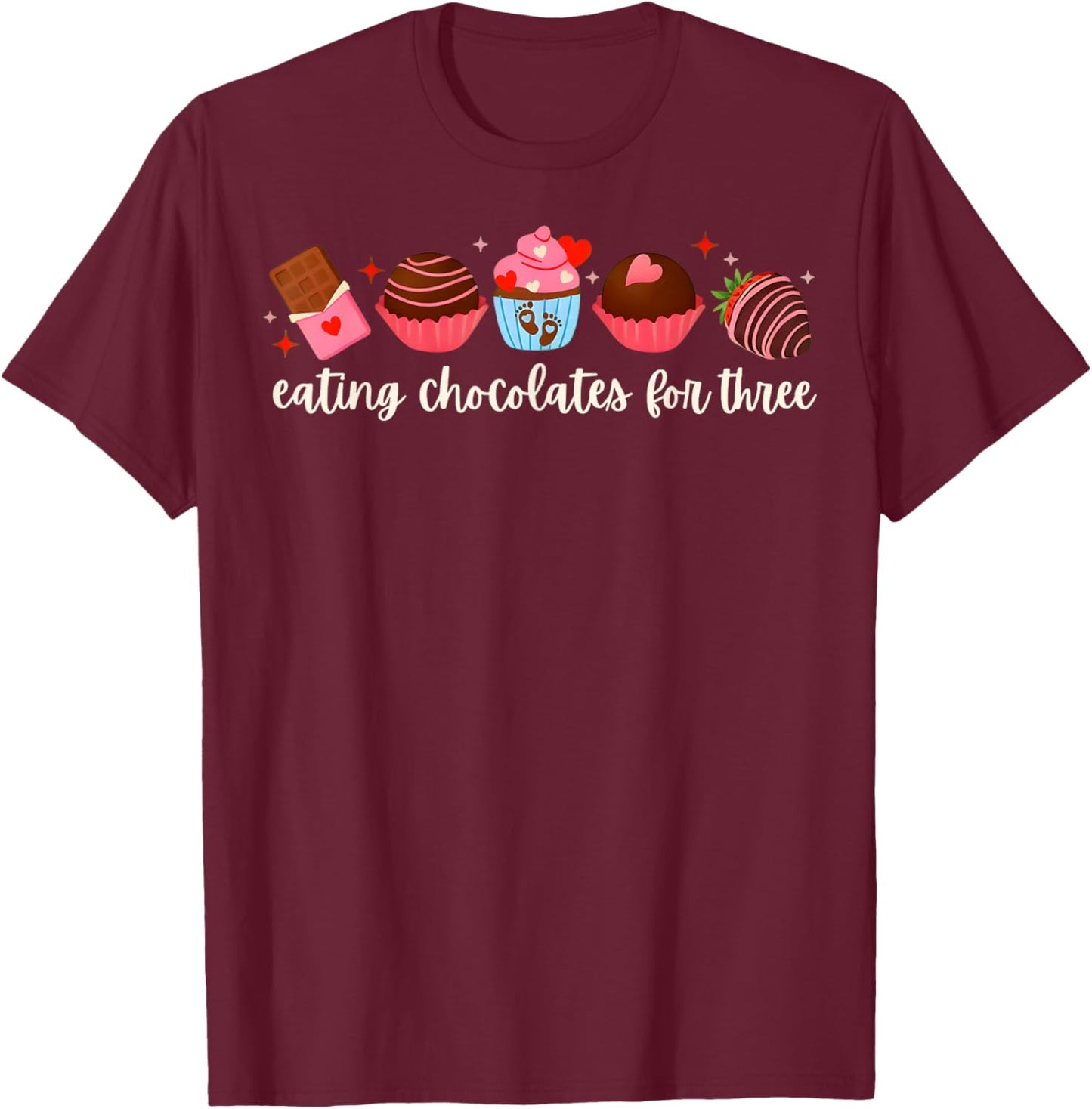 Valentines Twin Pregnancy Announcement Valentines Pregnancy T-Shirt - T-Shirt | Maroon