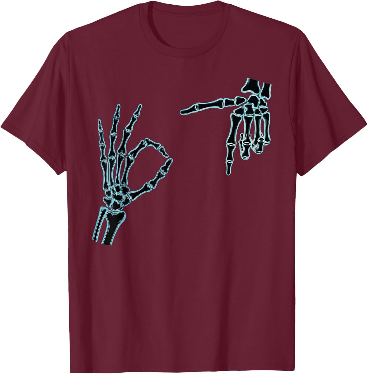 67 Meme Skeleton Hand 6 7 Halloween Six Seven T-Shirt - T-Shirt | Maroon
