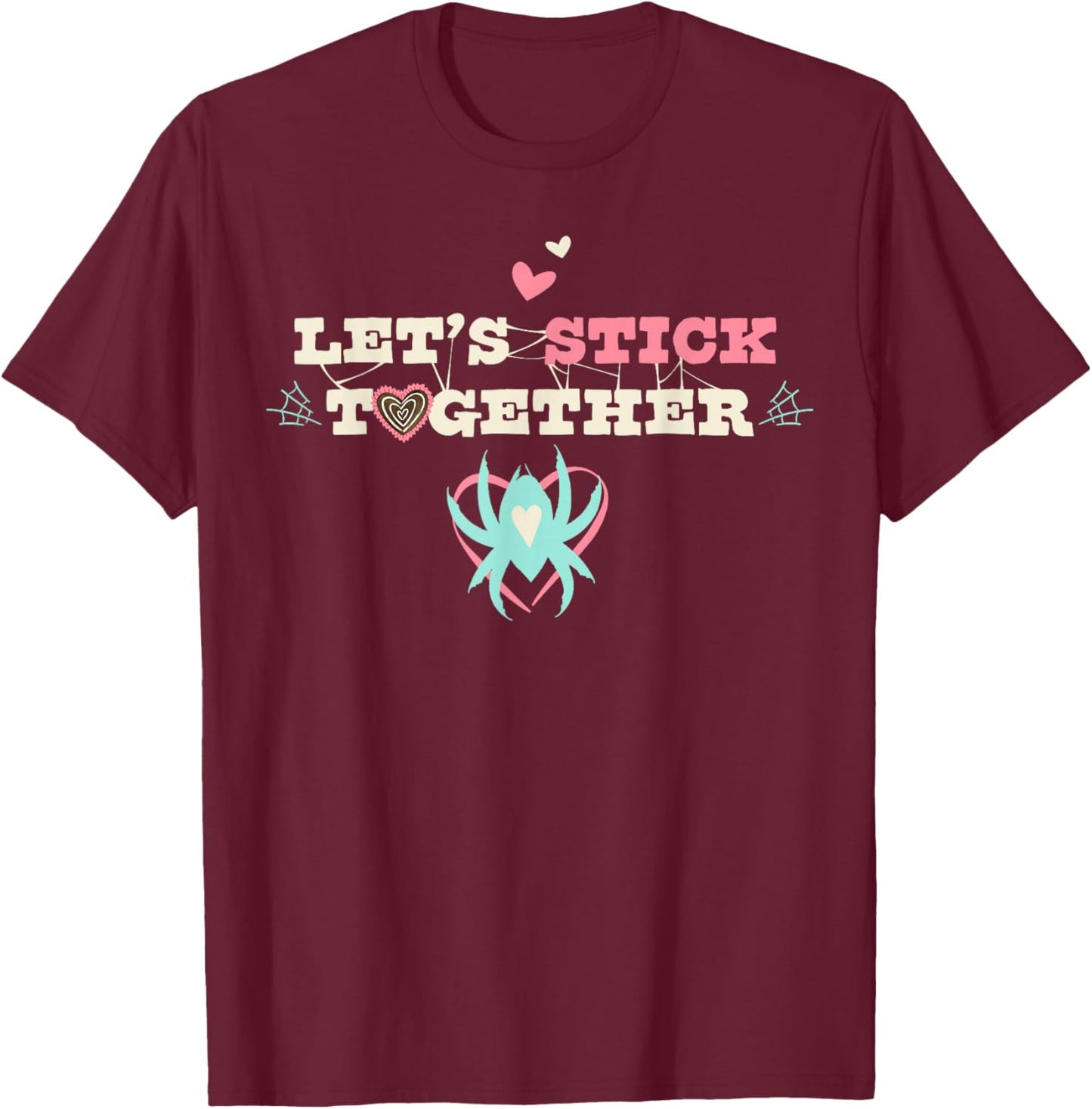 Marvel Ghost-Spider Let's Stick Together Valentine's Day T-Shirt - T-Shirt | Maroon