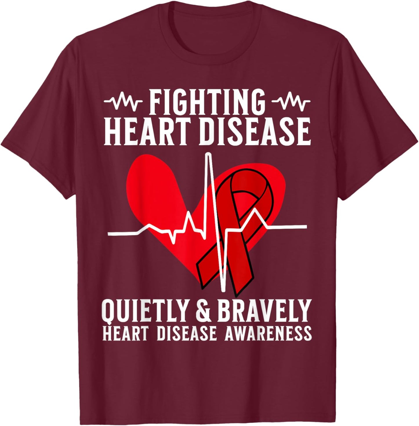Heart Disease Awareness Heart Warrior American Heart Month T-Shirt - T-Shirt | Maroon