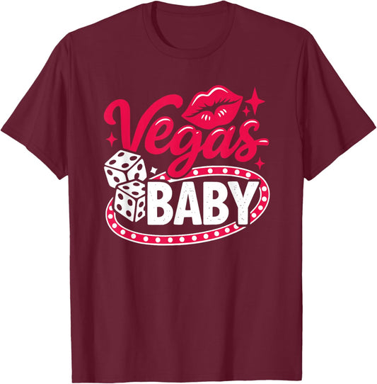 Vegas Baby Retro Las Vegas Girls Trip Matching T-Shirt - T-Shirt | Maroon