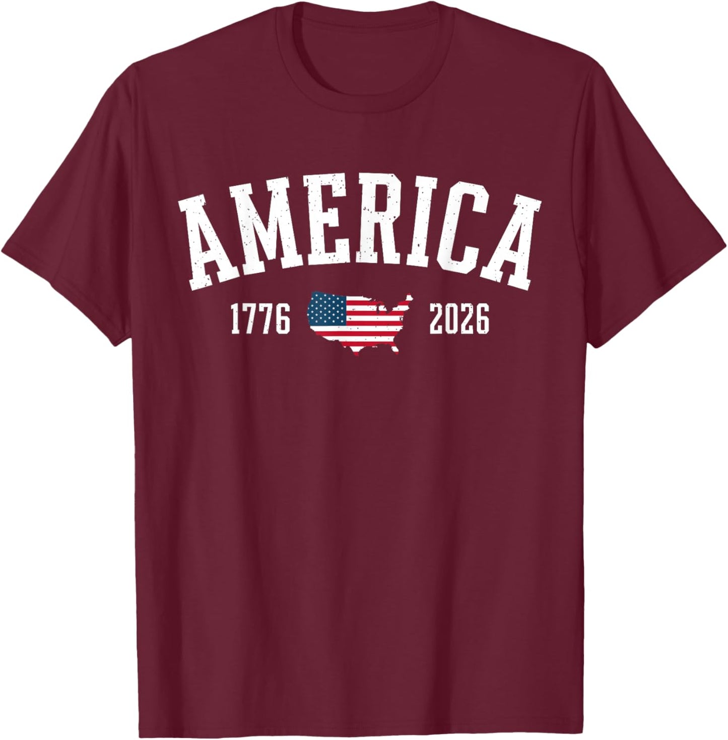 4th of July American Flag Vintage 250 Years 1776 2026 USA T-Shirt - T-Shirt | Maroon