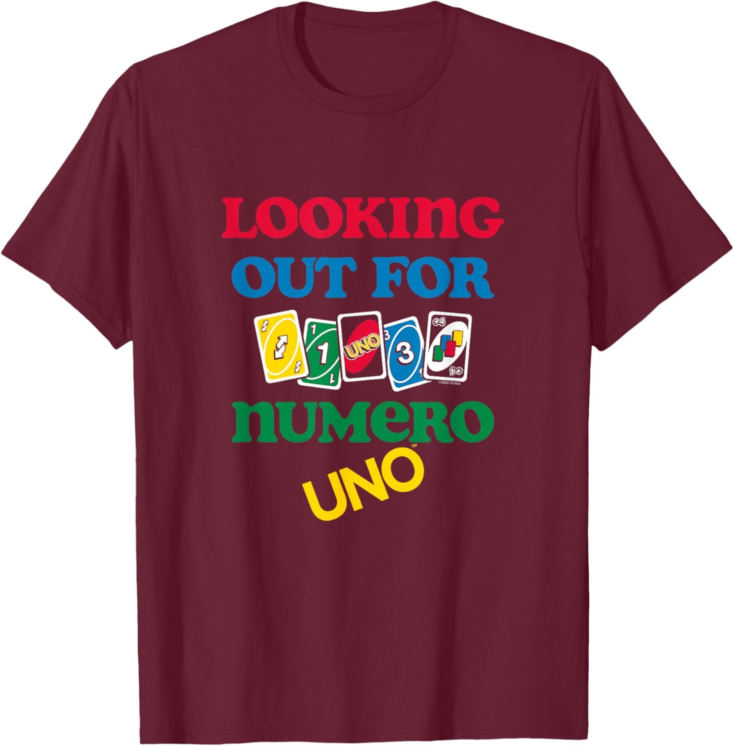 Mattel - UNO - Looking Out for Numero Uno T-Shirt - T-Shirt | Maroon