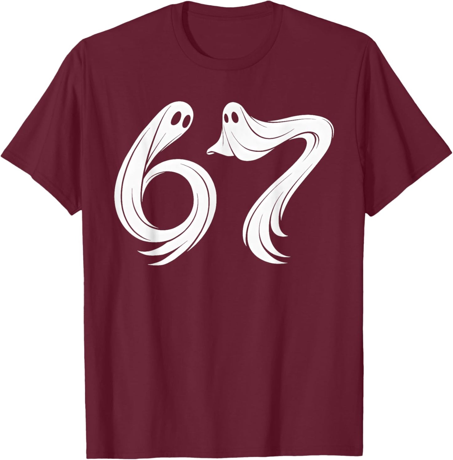 Funny Six Seven 6 7 Meme 67 Design Ghost Halloween Costume T-Shirt - T-Shirt | Maroon