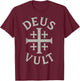 Deus Vult Catholic Knight Templar Crusader Cross Design T-Shirt - T-Shirt | Maroon