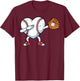 Valentines Day Baseball Ball Heart Dab Funny Boys Kids Men T-Shirt - T-Shirt | Maroon
