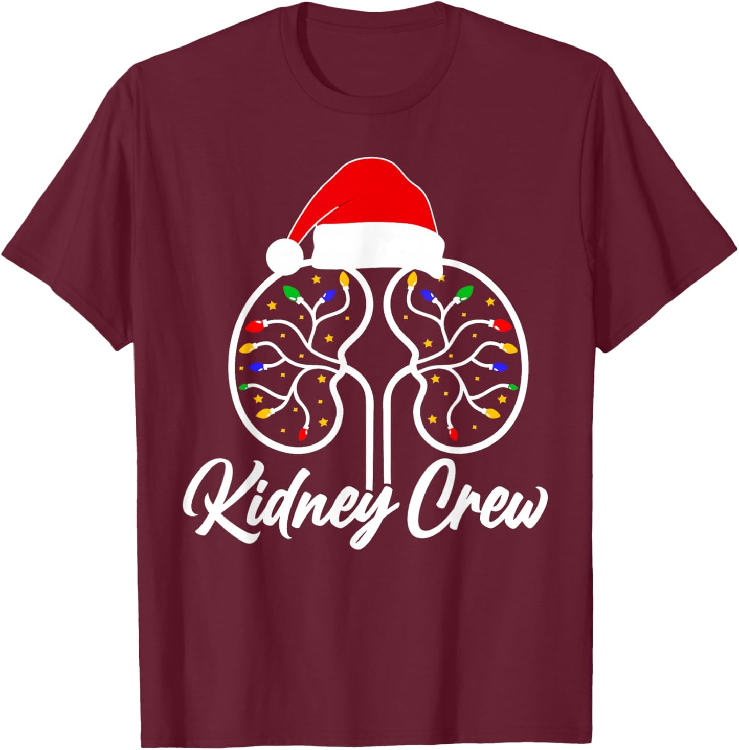 Christmas Lights Kidney Crew Dialysis Nurse Nephrology Squad T-Shirt - T-Shirt | Maroon