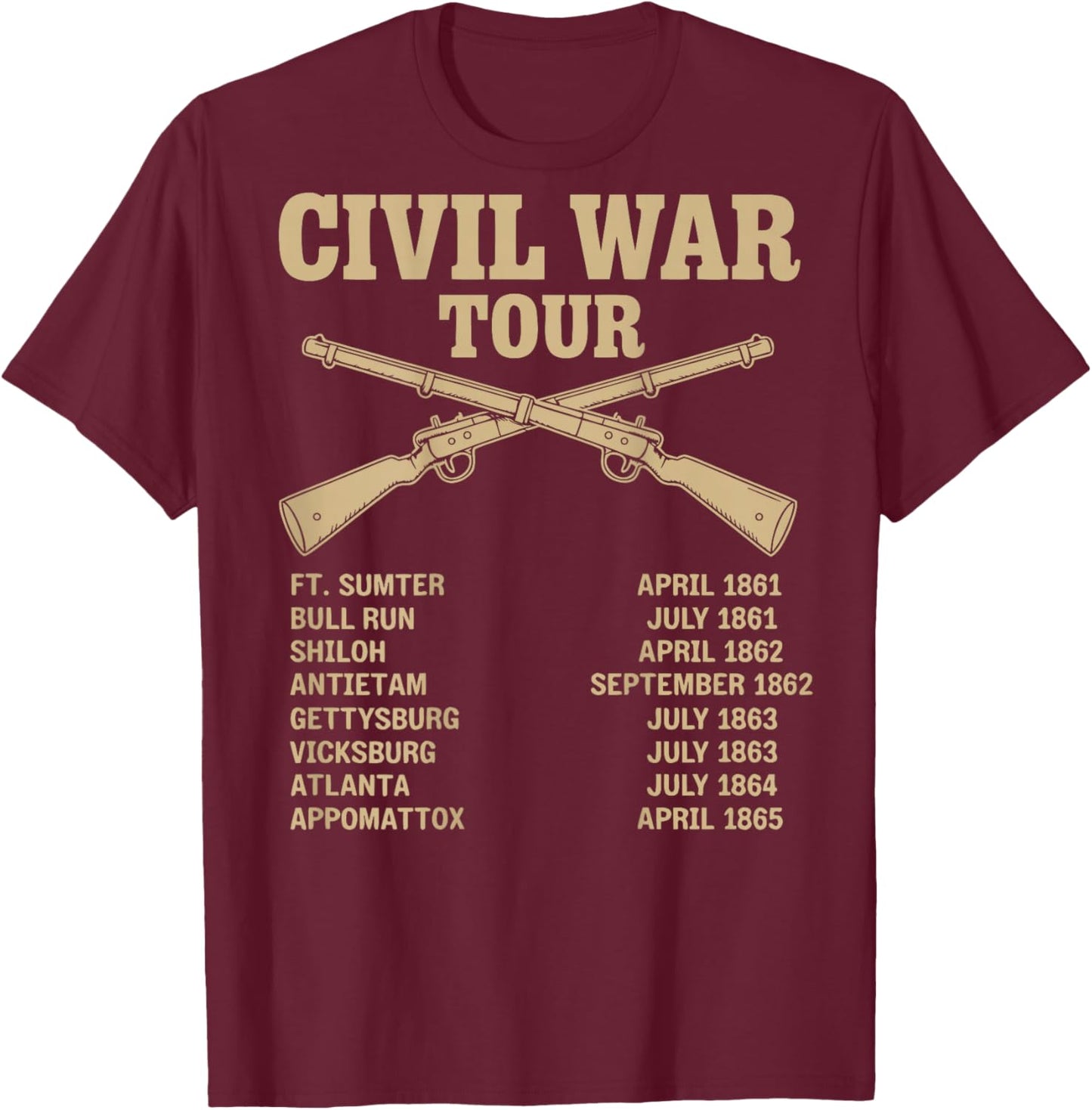 Civil War Reenactor American History Enthusiast T-Shirt - T-Shirt | Maroon