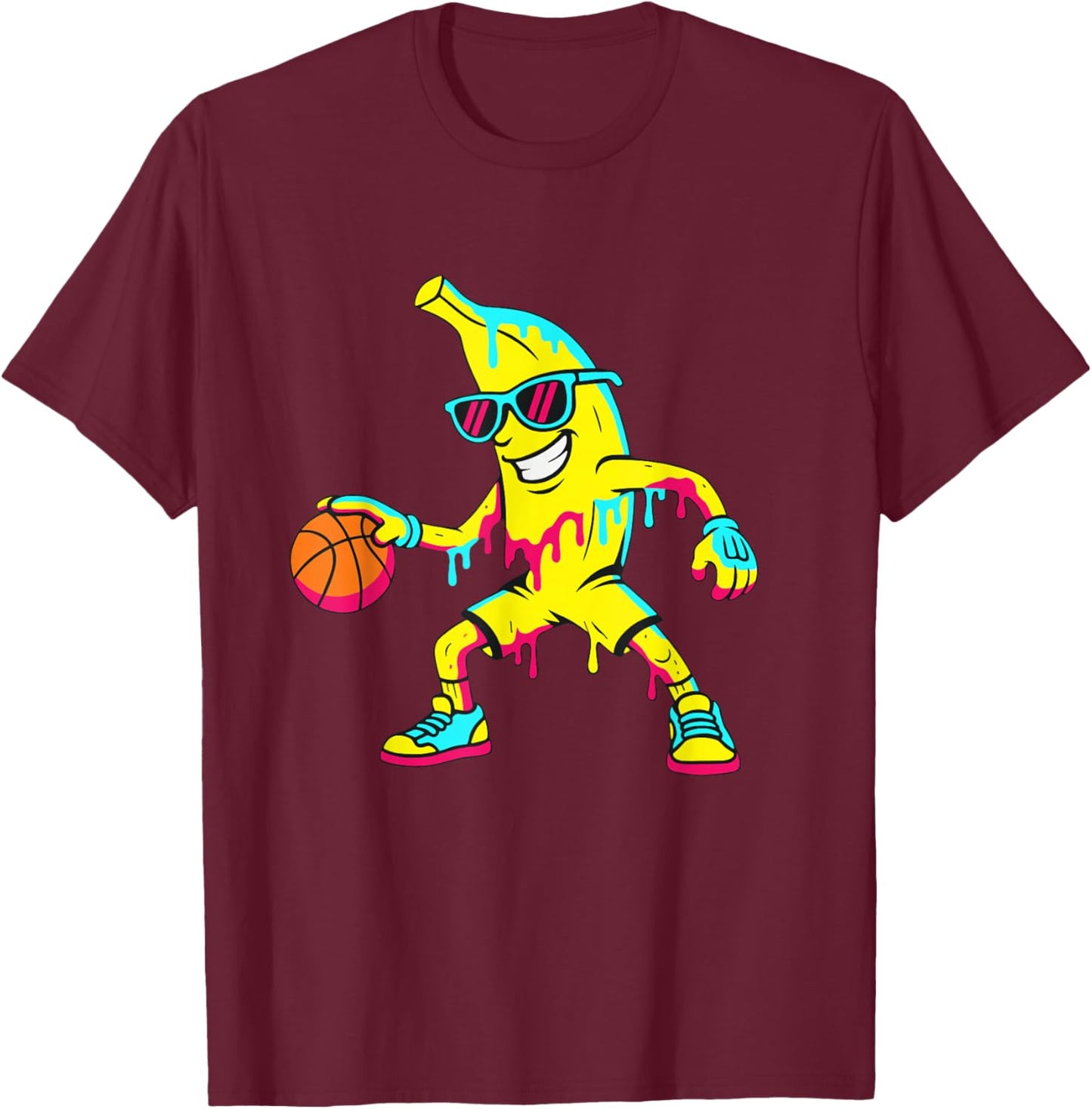 Banana Funny Basketball Drip Kids Youth Boys Girls T-Shirt - T-Shirt | Maroon