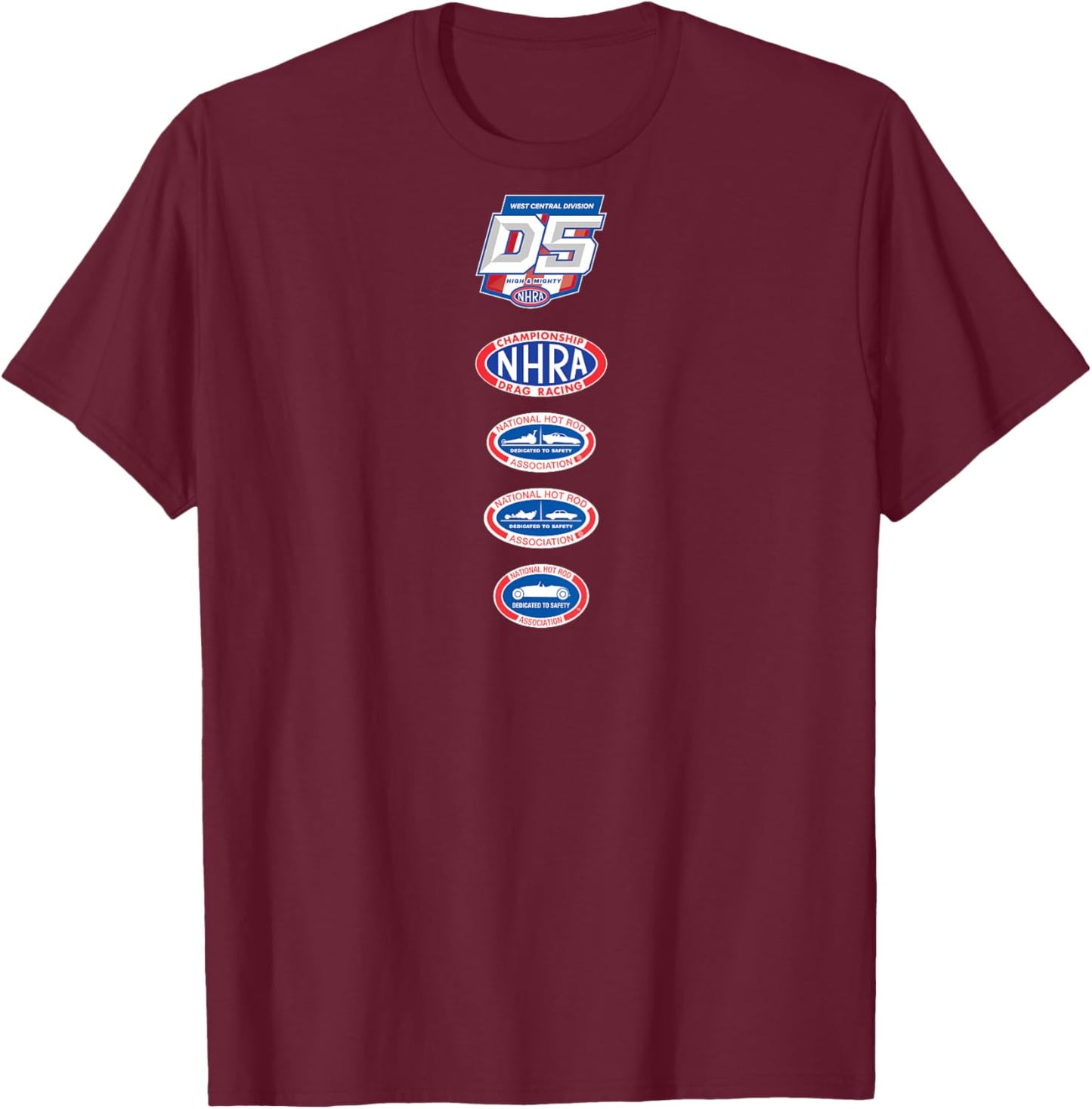 NHRA Division 5 Stacked Vintage Logos T-Shirt - T-Shirt | Maroon