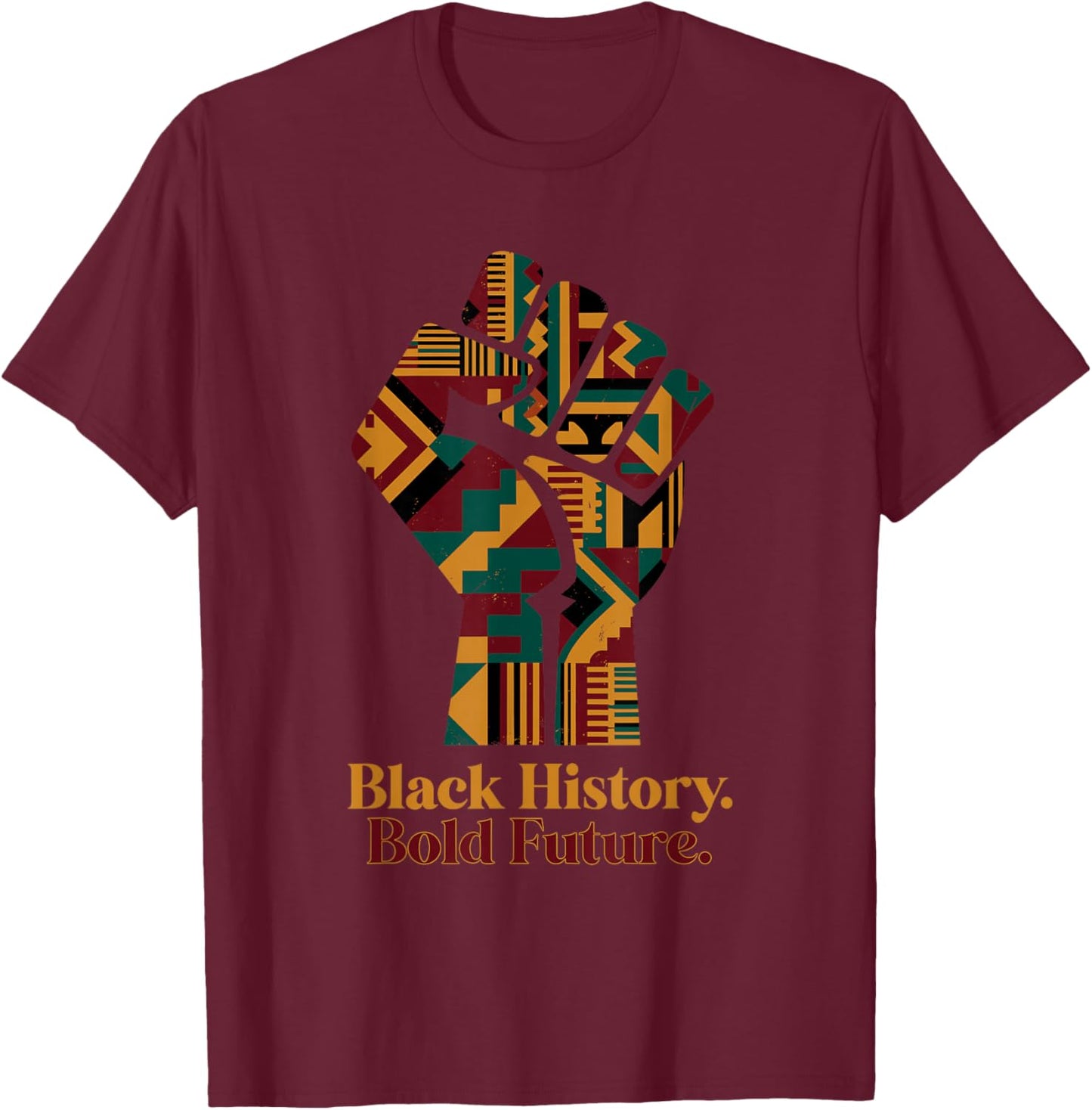 Black History Bold Future African Kente Pattern Heritage T-Shirt - T-Shirt | Maroon