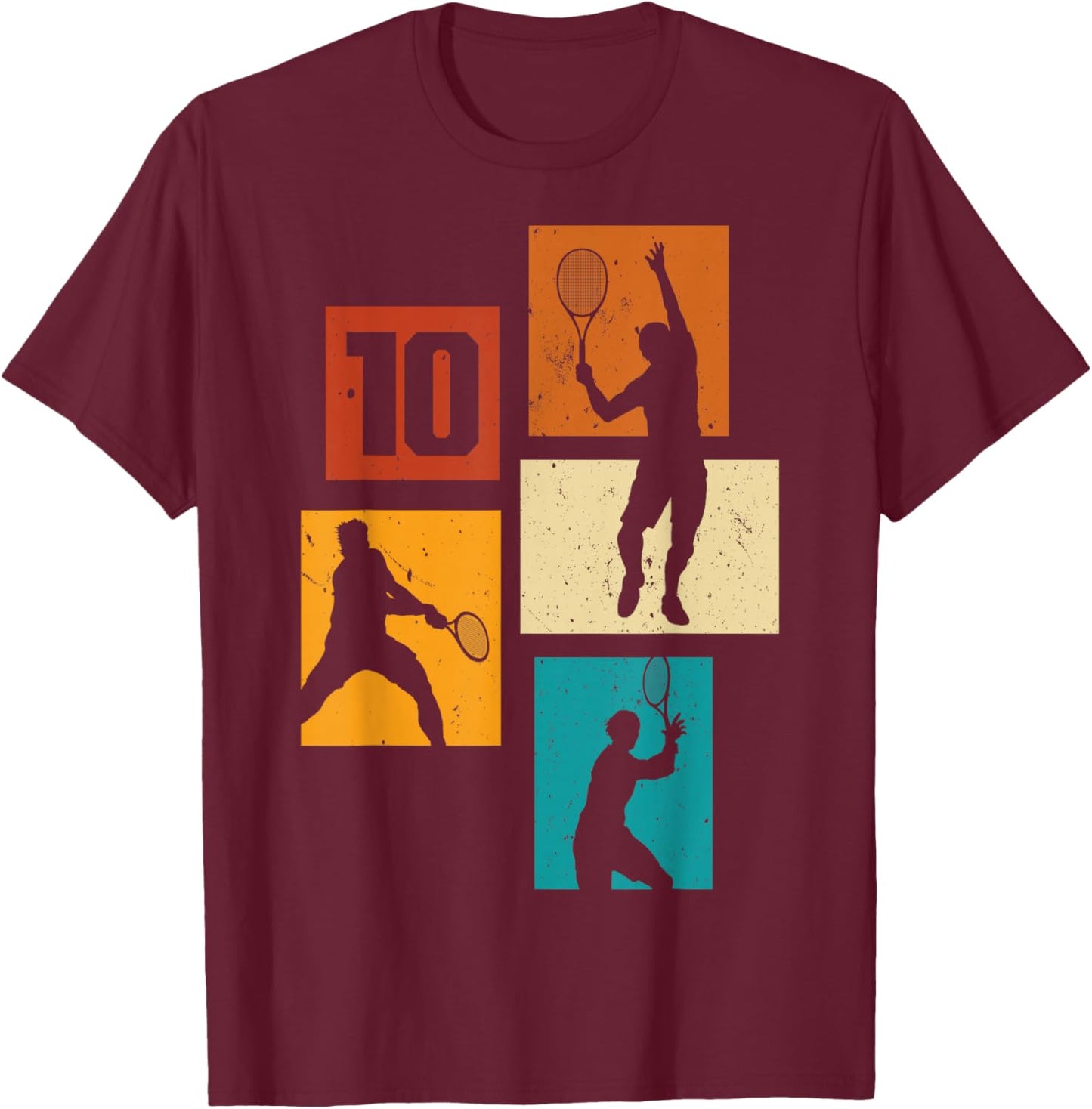 10th Birthday Boys Tennis Player Tennis 10 Years Old T-Shirt - T-Shirt | Maroon
