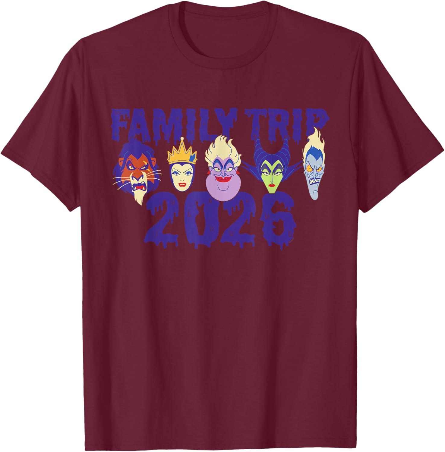 Disney Villains Family Trip 2026 Disney Vacation Matching T-Shirt - T-Shirt | Maroon