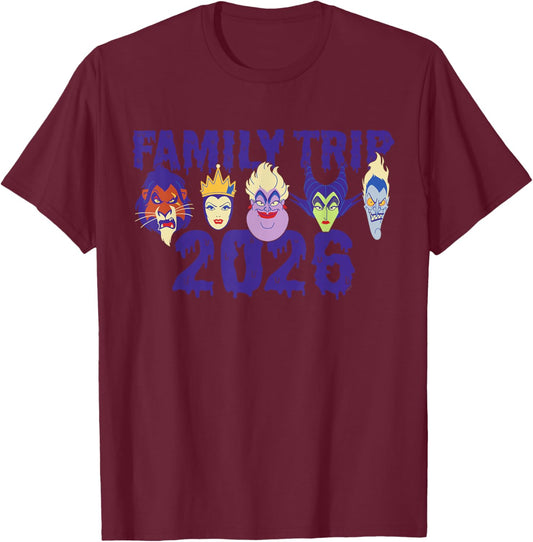 Disney Villains Family Trip 2026 Disney Vacation Matching T-Shirt - T-Shirt | Maroon
