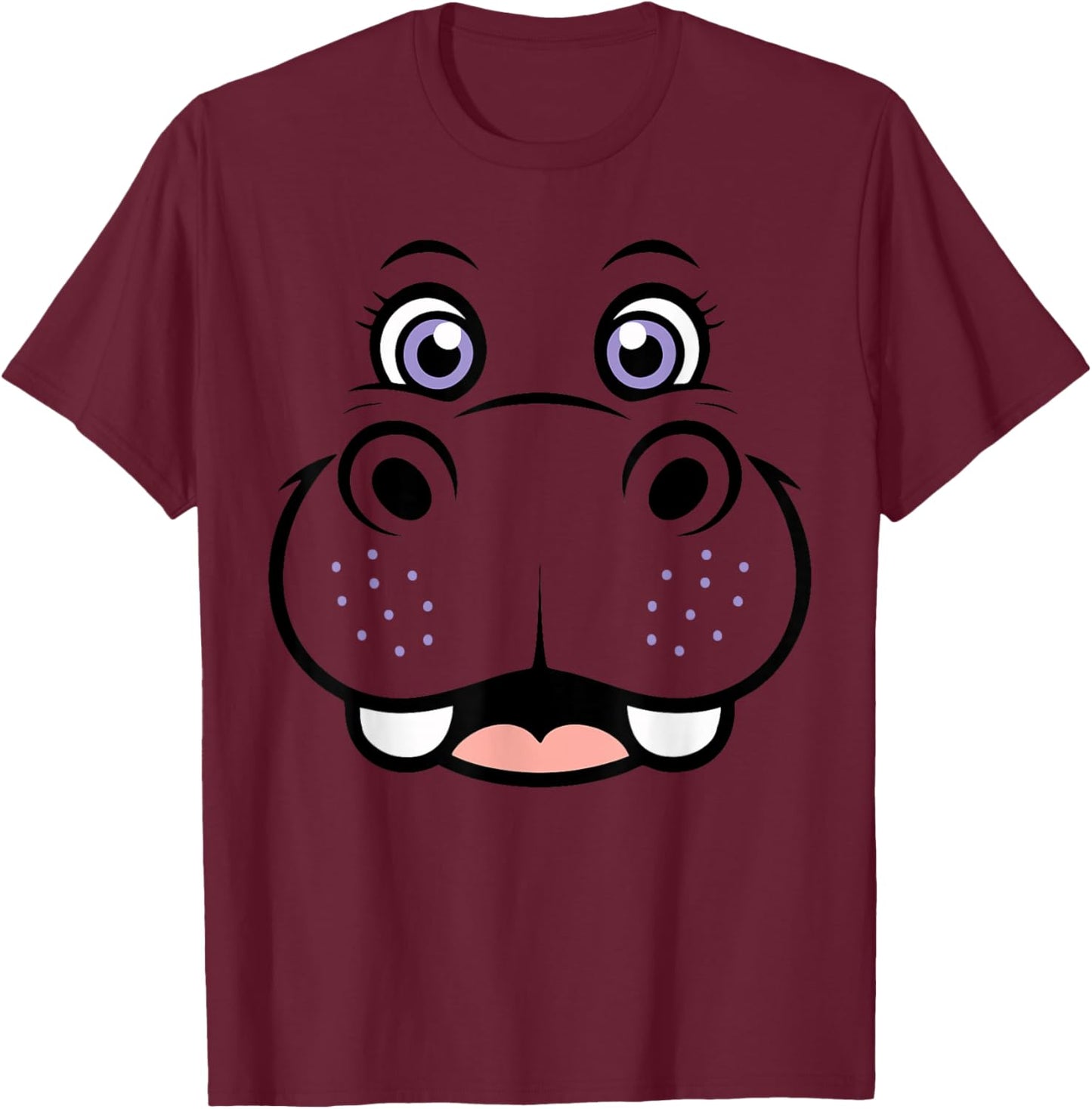 Hippo Shirt Adult Kids Men Women Hippopotamus Face Costume T-Shirt - T-Shirt | Maroon