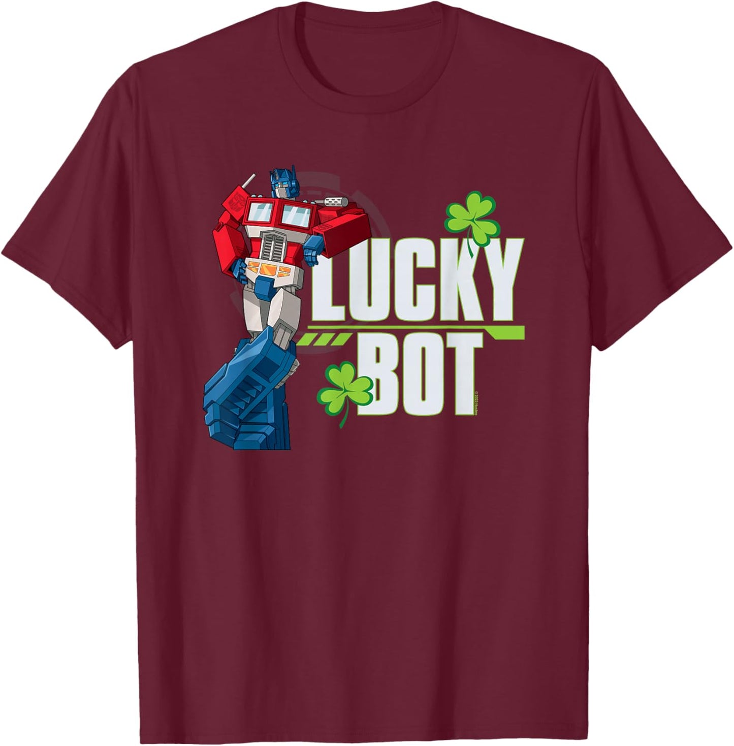 Transformers St Patrick's Day Optimus Prime Lucky Bot T-Shirt - T-Shirt | Maroon