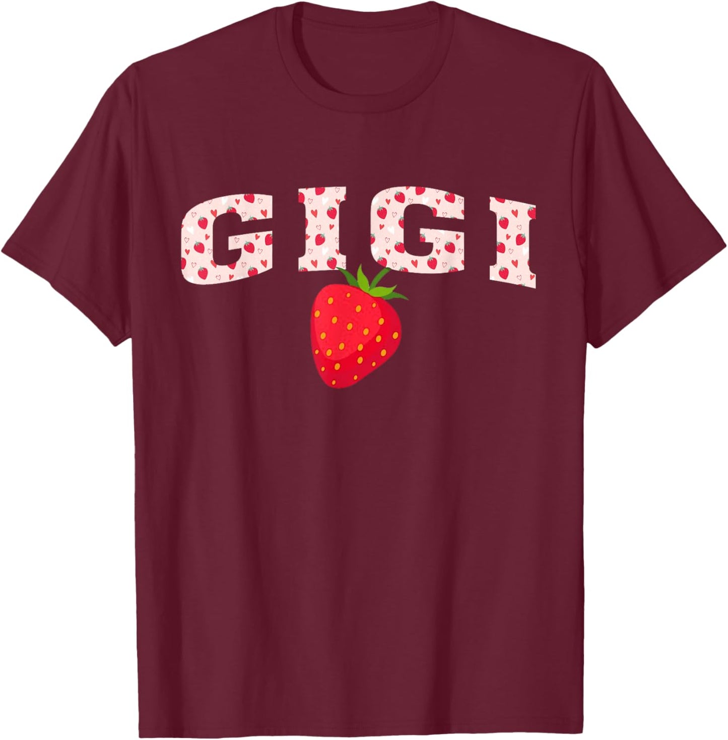 Gigi First Birthday Strawberry Family Matching T-Shirt - T-Shirt | Maroon