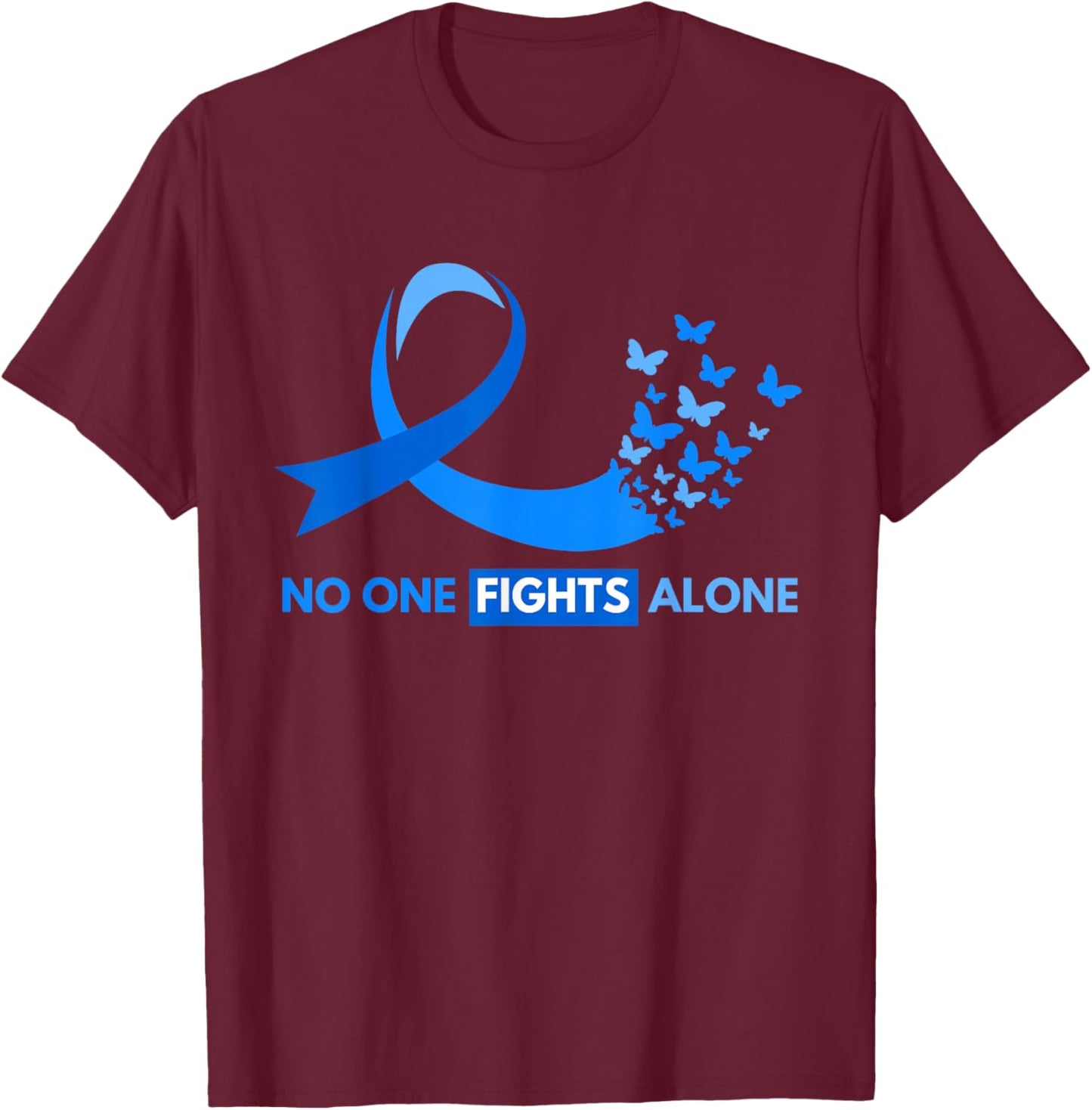 No One Fights Diabetes Alone Diabetes Awareness T-Shirt - T-Shirt | Maroon