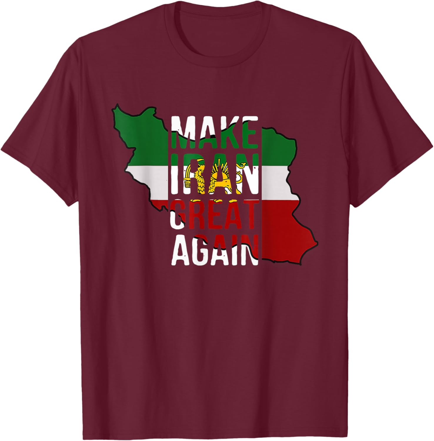 Iranian Shirt Make Iran Great Again Emblem of Iran MIGA T-Shirt - T-Shirt | Maroon