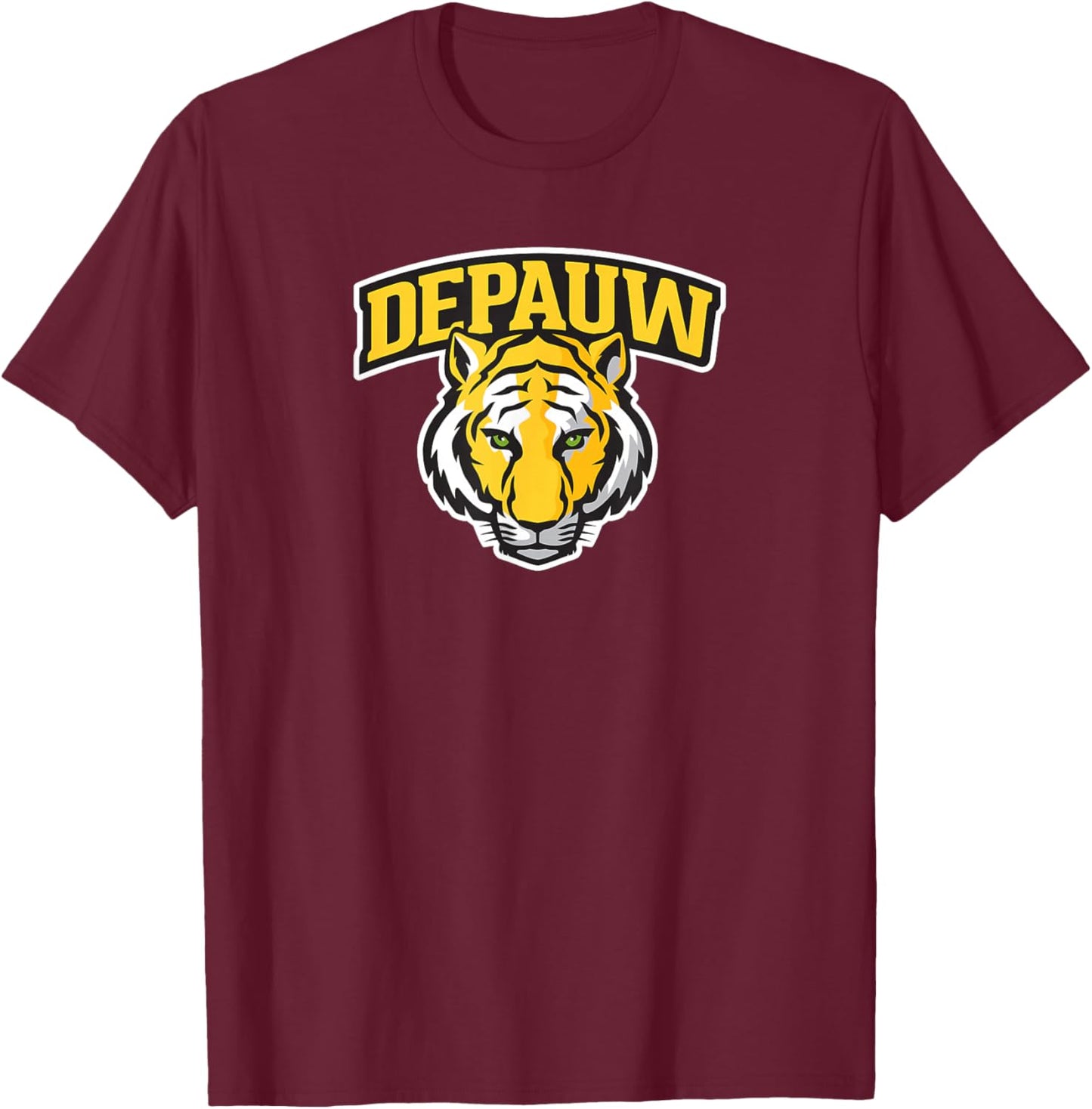DePauw University Tigers Primary Logo T-Shirt - T-Shirt | Maroon