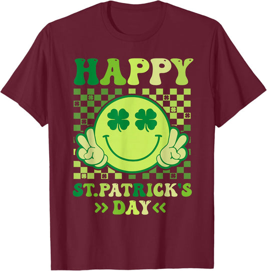 Happy St Patricks Day Lucky Shamrock Irish Men Women Kids T-Shirt - T-Shirt | Maroon