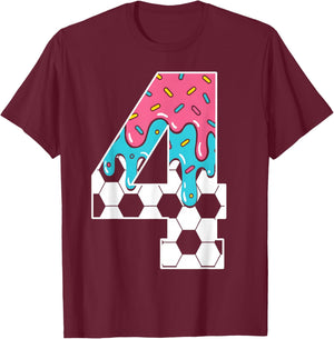 Soccer 4 Year Old Ice Cream Drip Youth 4th Birthday Boy 4 T-Shirt - T-Shirt | Maroon