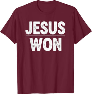 Jesus Won Christian Faith Spiritual Victory T-Shirt - T-Shirt | Maroon