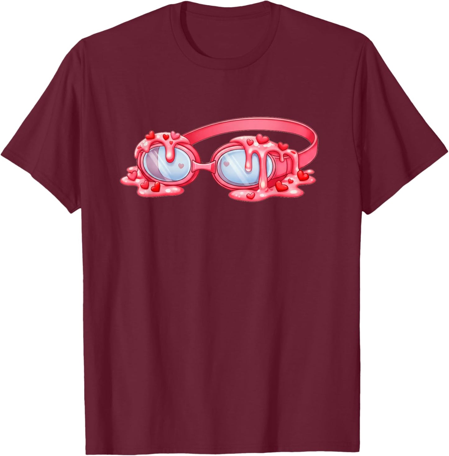 Swimming Valentines Day Ice Cream Drip Heart Swimmer Boys T-Shirt - T-Shirt | Maroon