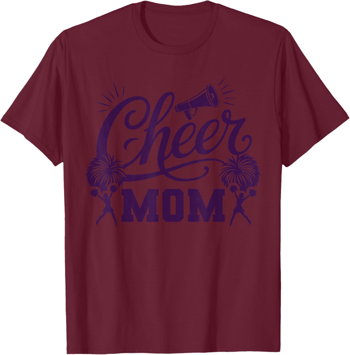 Purple Cheer Mom Women Vintage Cheerleader T-Shirt - T-Shirt | Maroon