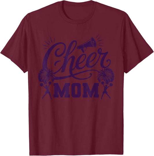 Purple Cheer Mom Women Vintage Cheerleader T-Shirt - T-Shirt | Maroon