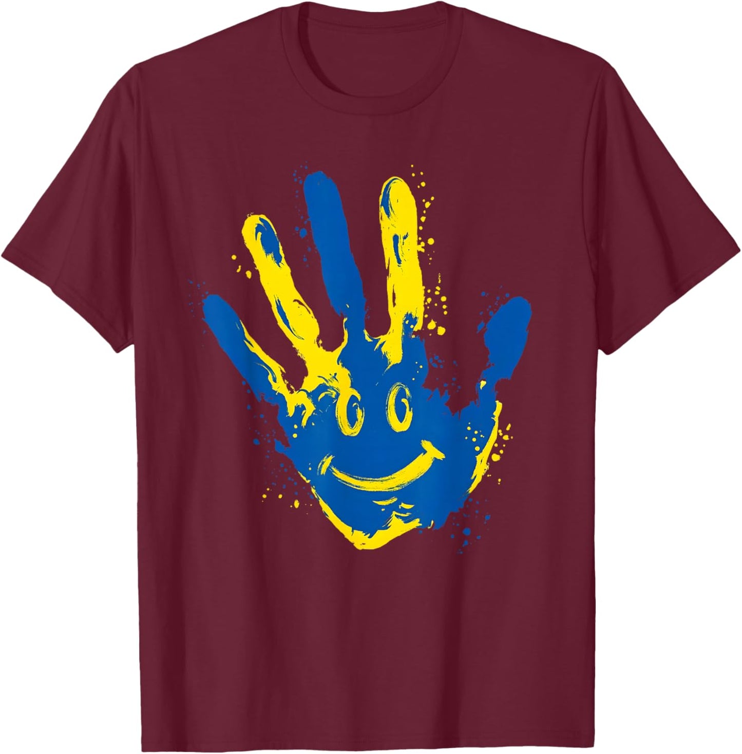 Down Syndrome Awareness Retro Hand Smile T21 Men Women Kids T-Shirt - T-Shirt | Maroon