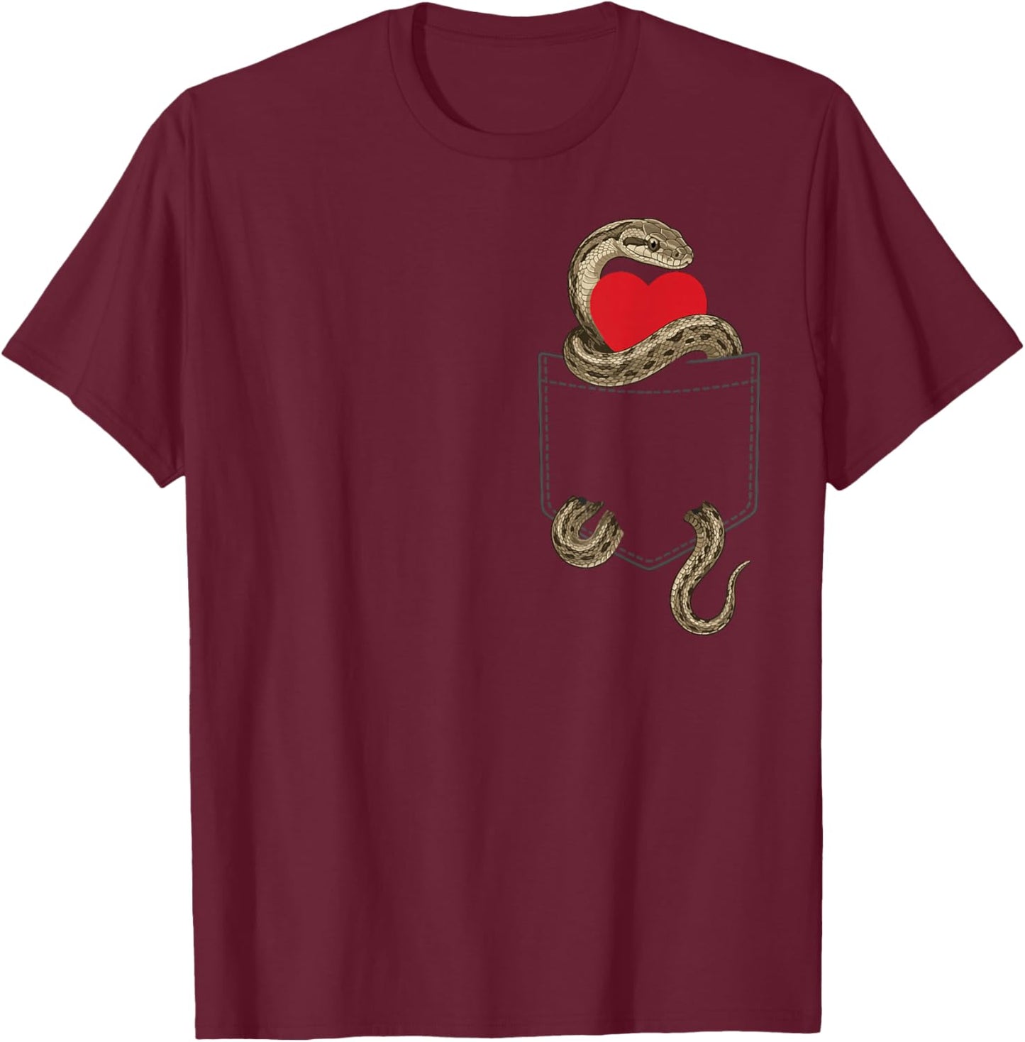 Snake in Pocket Reptile Animal Design Valentines T-Shirt - T-Shirt | Maroon