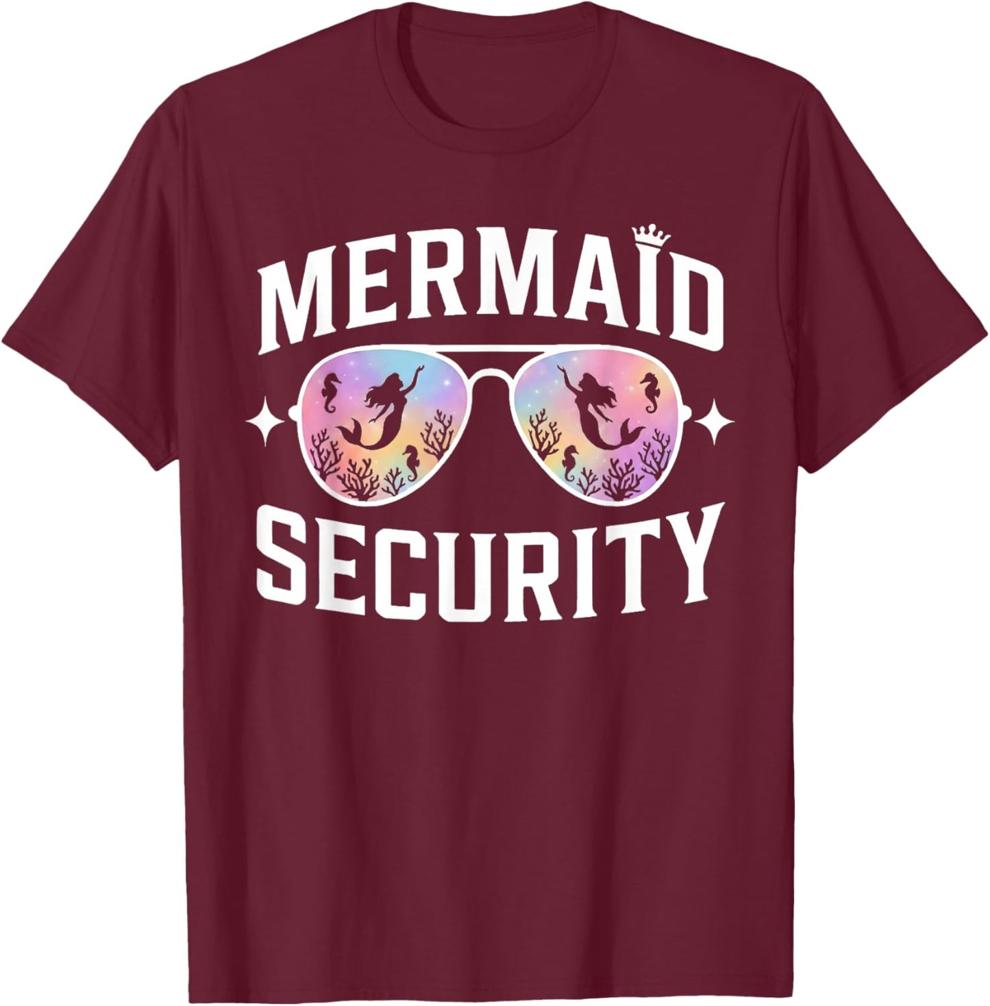 Mermaid Security Mom Dad Family Trip Cruise Sea Event T-Shirt - T-Shirt | Maroon