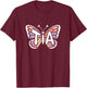 Tia Butterfly - Personalized Cute Name Word Art T-Shirt - T-Shirt | Maroon
