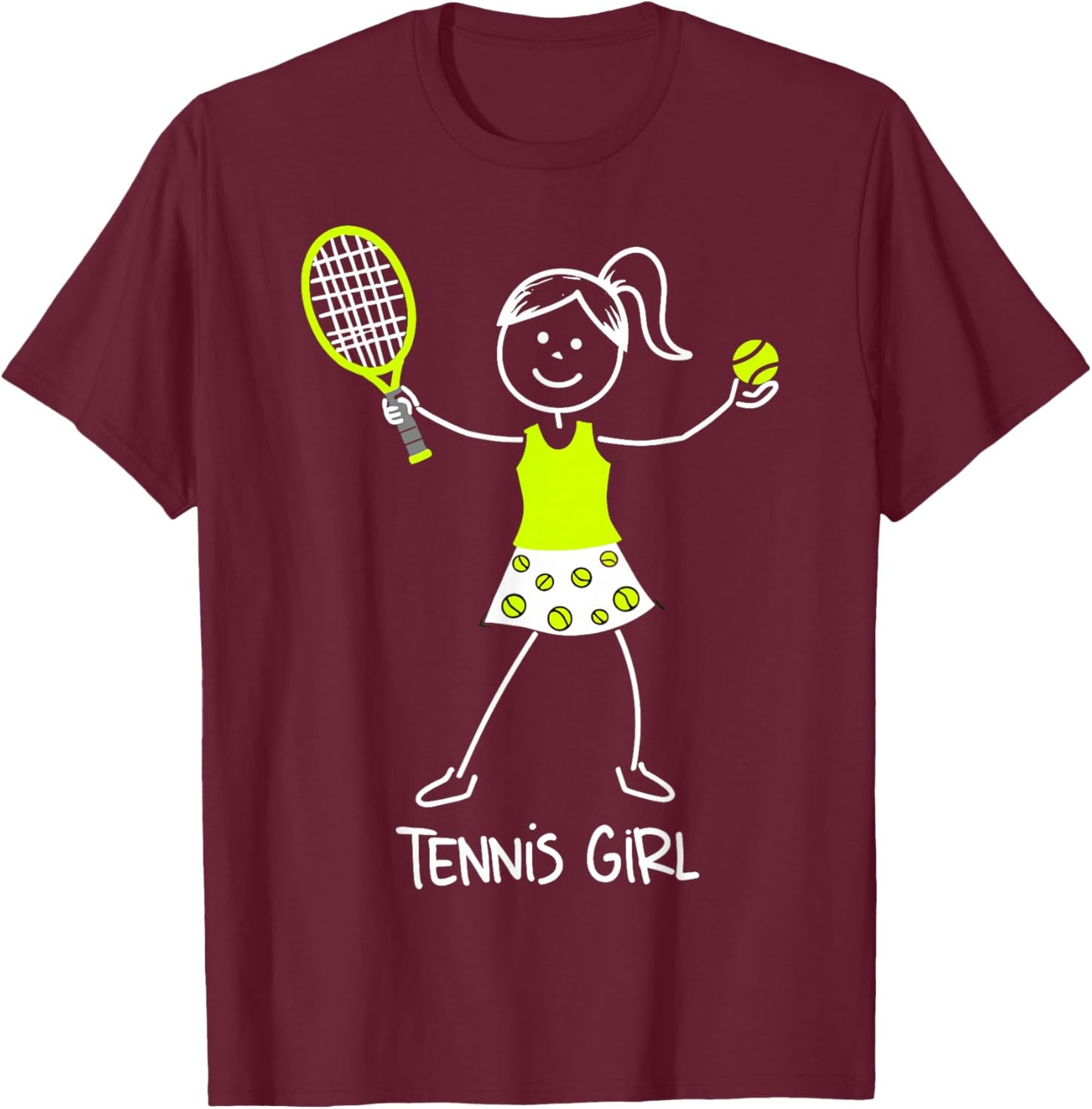 Tennis Girl Funny Tennis Kids Player T-Shirt - T-Shirt | Maroon