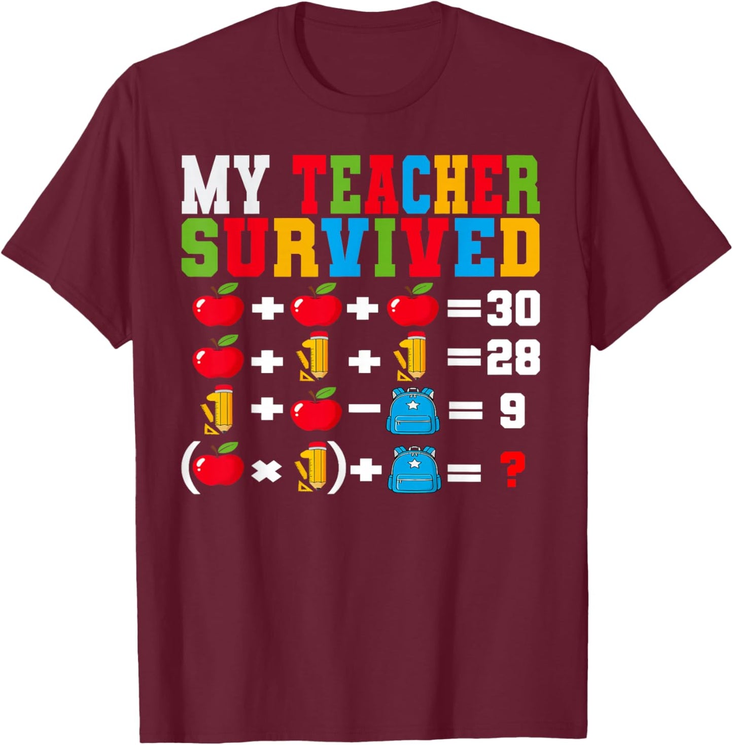 My Teacher Survived 100 Days of Me 100th Day Girls Boys Kids T-Shirt - T-Shirt | Maroon