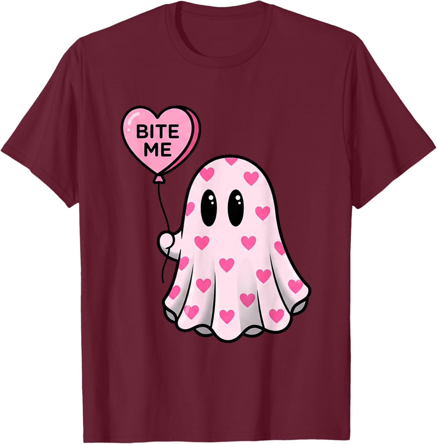 Bite Me Ghost Heart Valentine's T-Shirt - T-Shirt | Maroon