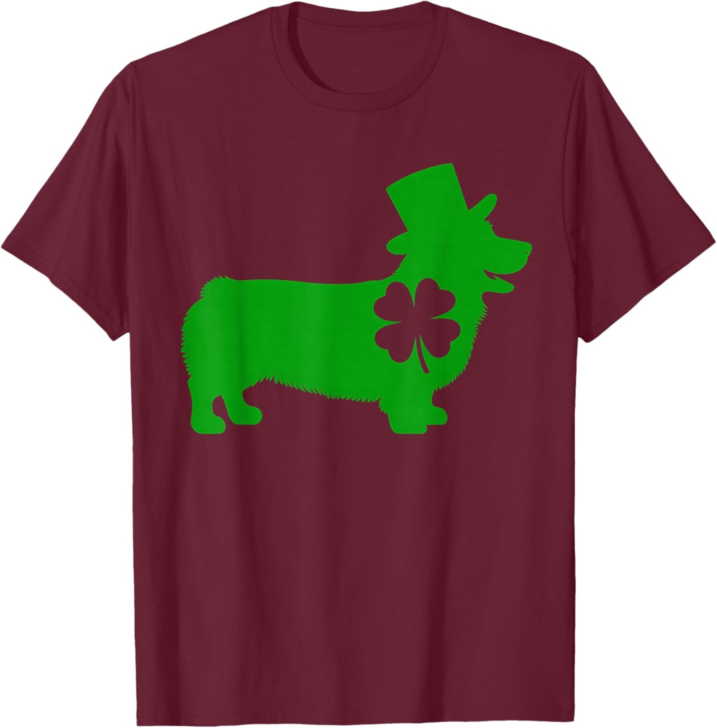 Cute Corgi Dog Shamrock St Patrick's Day Design Ideas Fun T-Shirt - T-Shirt | Maroon