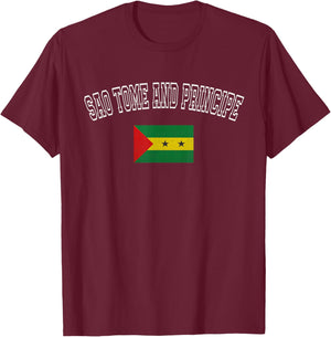 SAO Tome and Principe Flag Vintage Retro Heritage Design T-Shirt - T-Shirt | Maroon