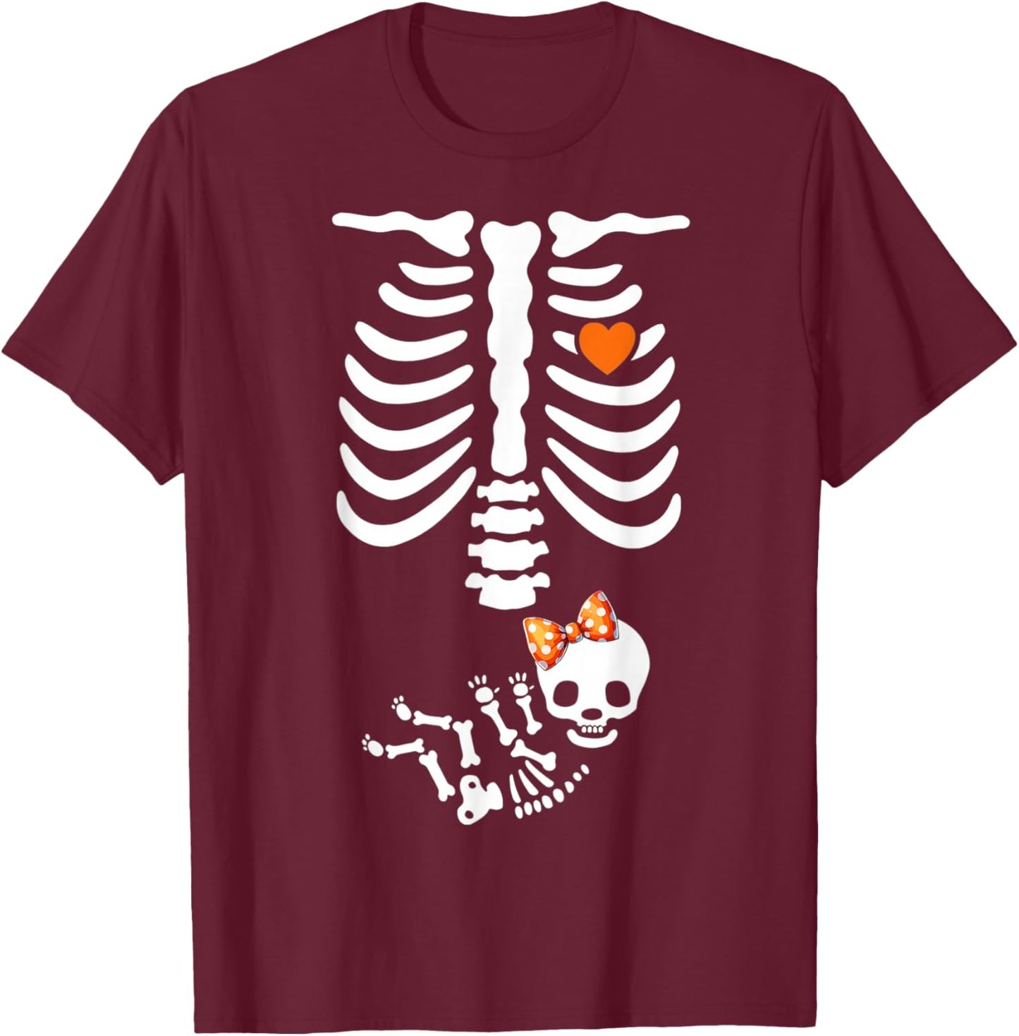 Baby Shower Skeleton Halloween Pregnancy Annoucement Girls T-Shirt - T-Shirt | Maroon