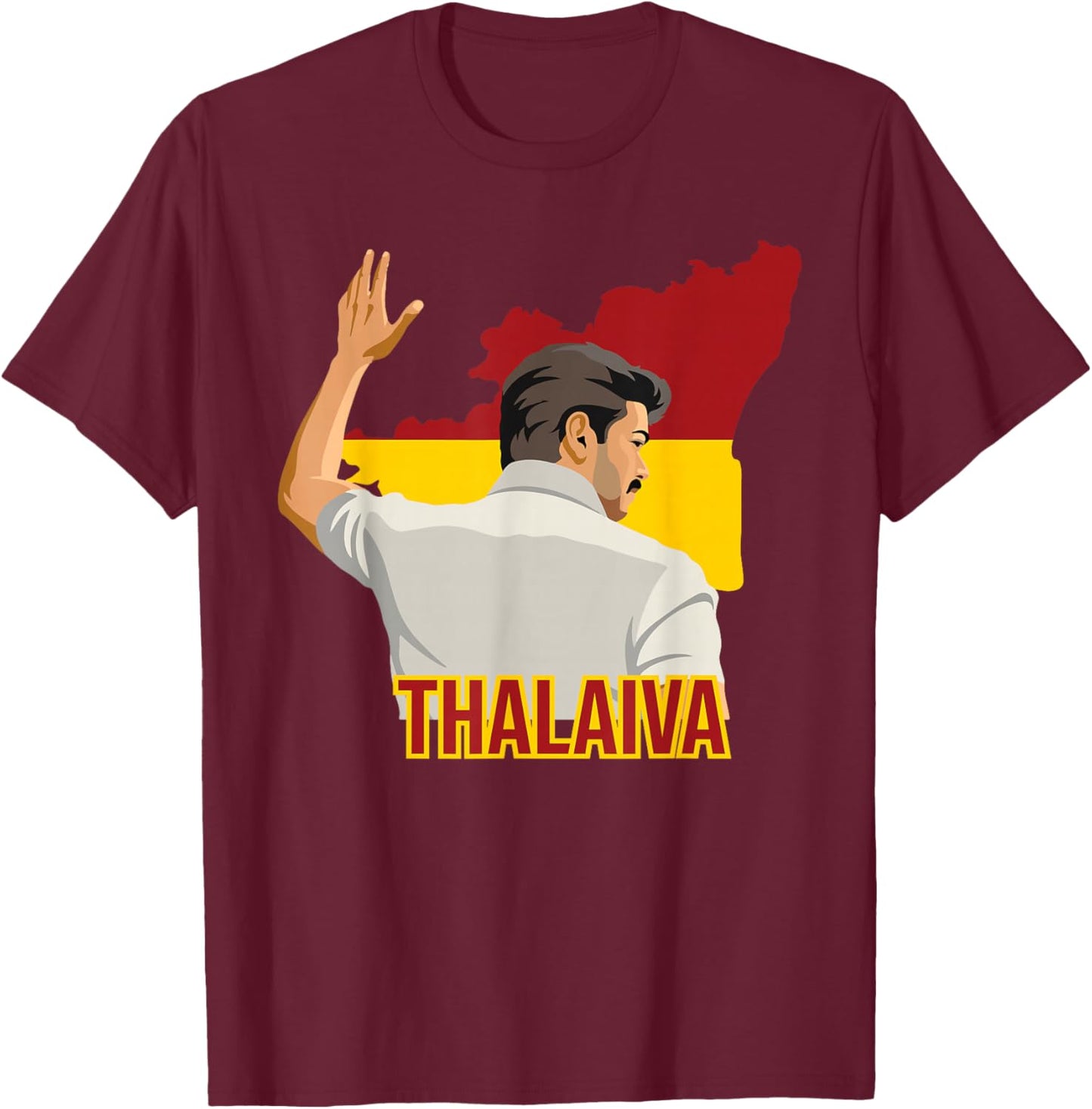 Thalapathy Vijay Thalaiva TVK Flag Tamil Kollywood T-Shirt - T-Shirt | Maroon
