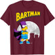 The Simpsons Bartman in Front of Moon & Power Plant Outline T-Shirt - T-Shirt | Maroon