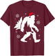 Santa Bigfoot Christmas Funny Sasquatch Christmas Tree Xmas T-Shirt - T-Shirt | Maroon